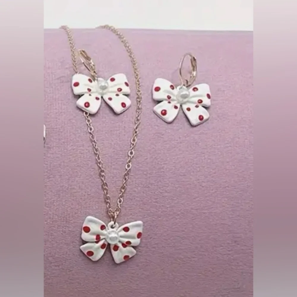 Bow Necklace & Earring Set - Picture 1 of 6